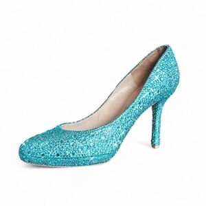 Jimmy Choo Custom Strass Aqua Blue Rhinestone Crystal Pumps Heels Size 39